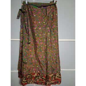 Darn Good Yarn Sari Wrap Skirt XL 8-20 Reversible Layered Hippie Festival